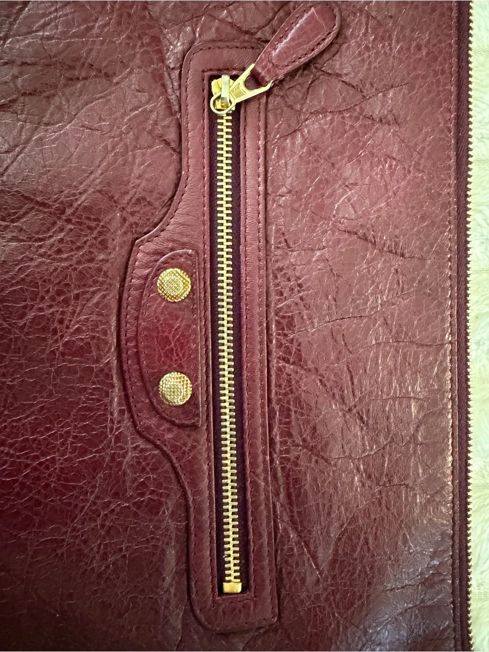 Balenciaga Deep Wine Leather Zip Clutch - Picture 9 of 16